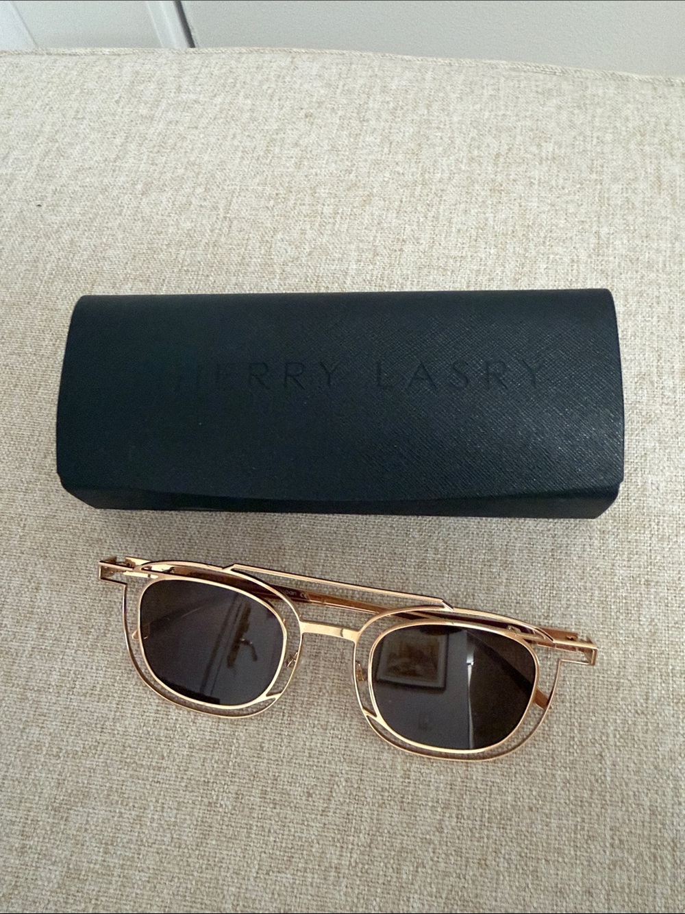 THIERRY LASRY Gold Frame Sunglasses with Black Lenses